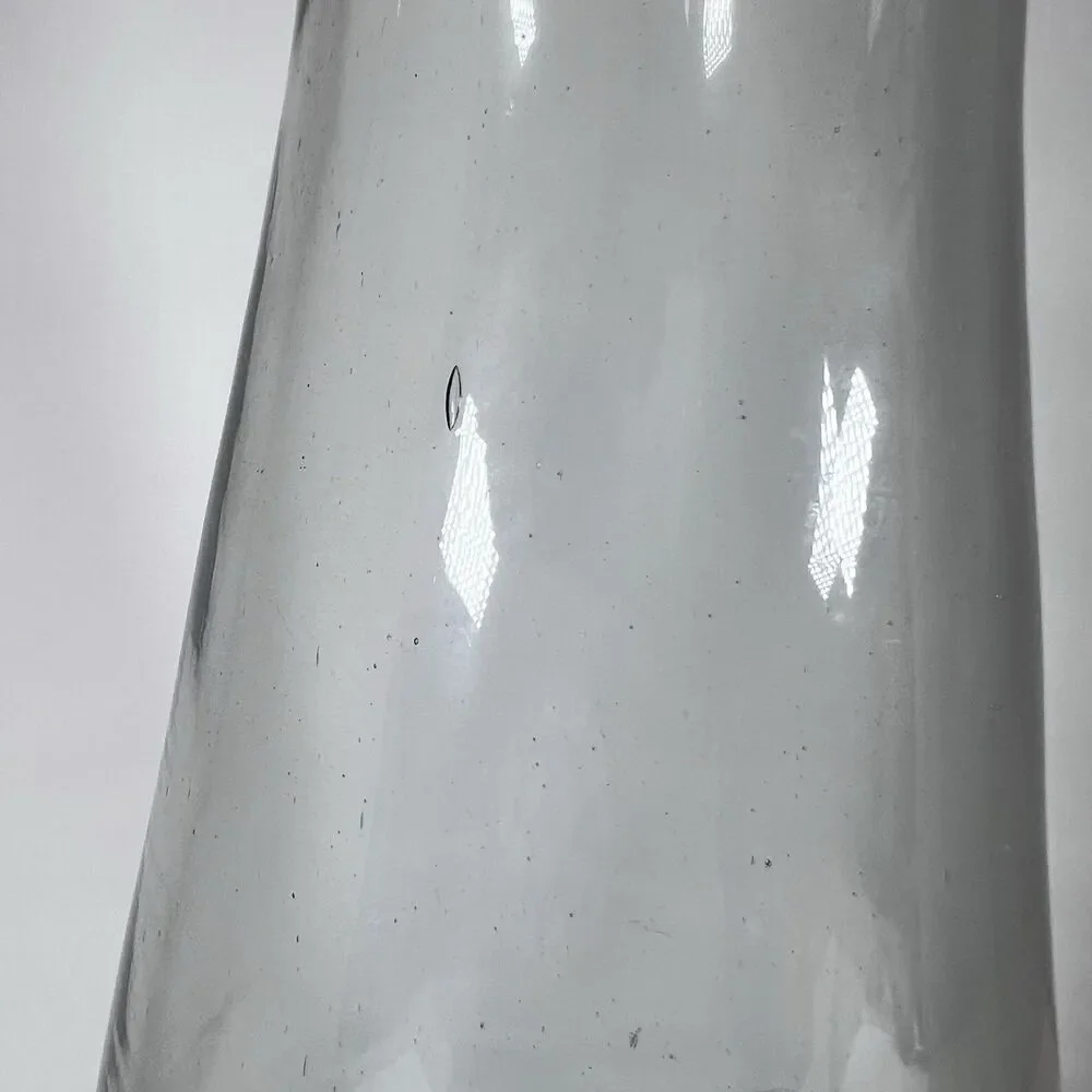 West Elm Modern Clear Smoke Gray Recycled‎ Glass Vase Hand Blown 12 3/4”